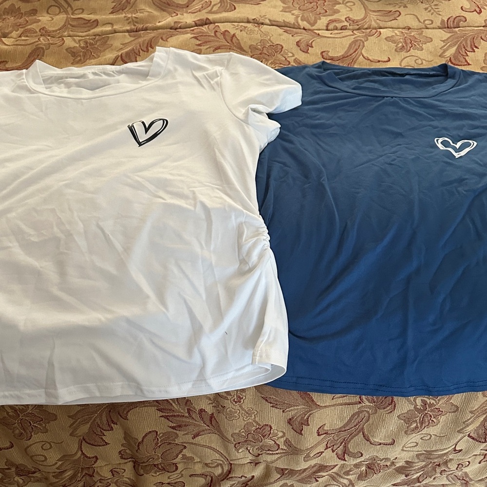 La Hearts White and Blue Casual Heart T-Shirt Skirts